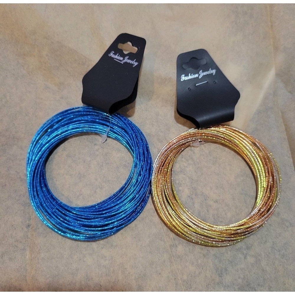 Bangle bracelets Blue Sparkle Glitter
